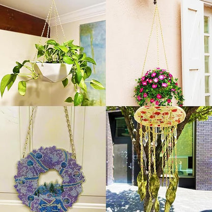 RIFNY Gold Chain for Hanging Plants, 20 Inch Small Plant Chains for Hanging Baskets Kits with Hooks for Bird Feeders Planters Billboards Lanterns Wind Chimes Ornaments Outdoor Indoor Use (10 PCS)