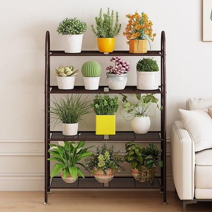 SORCEDAS Plant Stand Indoor Outdoor Plant Shelf 4 Tier Metal Corner Flower Stand Multiple Holder for Patio Garden Balcony Living Room ,Bronze