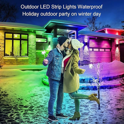 AILBTON 300ft Outdoor LED Strip Lights Waterproof,IP68 Outside Led Light Strips Waterproof with Bluetooth App Remote Control,Music Sync RGB Exterior Led Rope Lights,for Balcony,Deck,Roof,Garden,Pool
