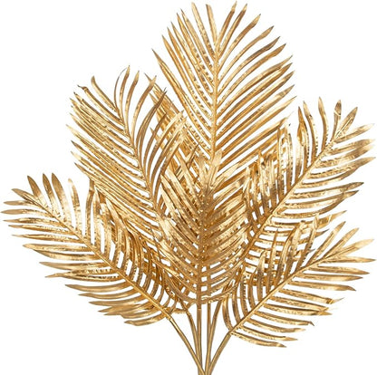Artificial Palm Greenery Stems, Gold Silk Tropical Leaves, 6-Piece Set