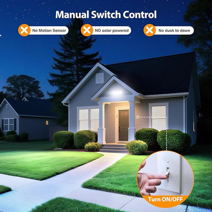 Onforu 75W LED Security Light, 7000LM Brightness Outdoor Flood Light Fixture Switch Controlled, IP65 Waterproof, 6500K White Wall Mount Exterior Security Floodlight for Eave, Yard, Garage, Porch