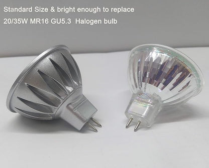 ALIDE MR16 GU5.3 Led Bulbs 5W 4000K Neutral/Natural White,20W-35W Halogen Equivalent,12V MR16 Low Voltage Bulbs for Outdoor Landscape Flood Ceil Track Lighting,Not Dimmable,450lm,38 Deg,6 Pack
