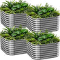 4 PCS Galvanized Raised Garden Bed Outdoor, Metal Garden Bed for Vegetables, Above Ground Garden Box for Flower, Steel Raised Beds for Gardening - 3FT