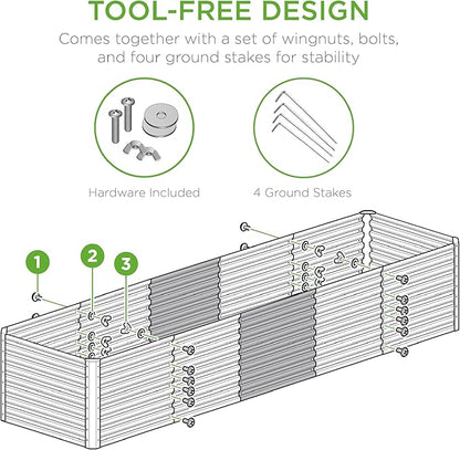 Best Choice Products 8x2x2ft Raised Outdoor Metal Garden Bed, Deep Root Box Planter for Vegetables, Flowers, Herbs, 240 Gallon Capacity, 100% Non Toxic Materials - Mist Blue