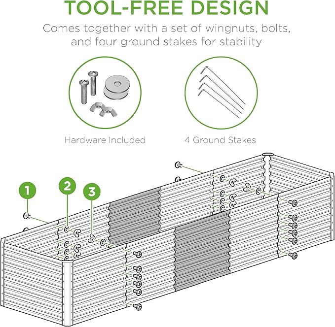 Best Choice Products 8x2x2ft Raised Outdoor Metal Garden Bed, Deep Root Box Planter for Vegetables, Flowers, Herbs, 240 Gallon Capacity, 100% Non Toxic Materials - Dark Green