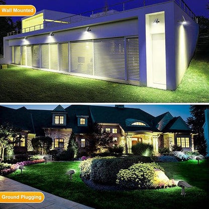 Fabrito 72 LEDs Solar Spot Lights Outdoor Waterproof, 3 Modes Landscape Spotlights, Dusk to Dawn Solar Powered Flood Wall Lights for Outside, Solar Garden Lights for Yard Porch 6 Pack (Cool White)