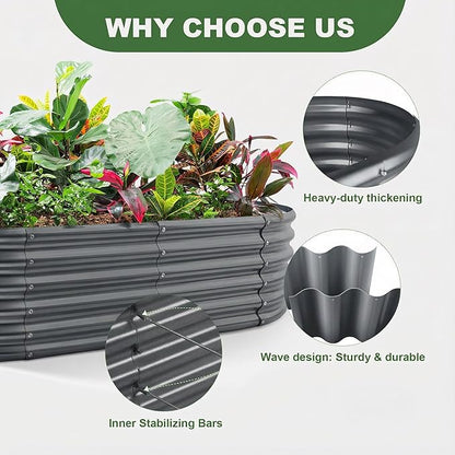 AHEONLAR 3 Pack 4×2×1.5ft Galvanized Raised Garden Beds Outdoor, Sturdy Planter Boxes for Vegetables, Fruits, Flowers and Plants, Easy Assembly, Grey