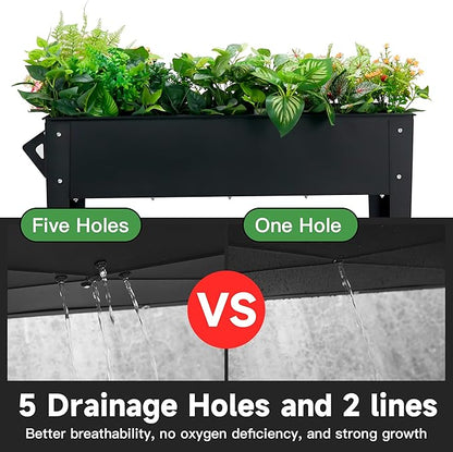 Raised Garden Bed with Legs and Wheels Removable for Outdoor, 31.6 * 14.6'' Metal Planter Raised Box for Growing Vegetables Herb Flower in Patio(Black)