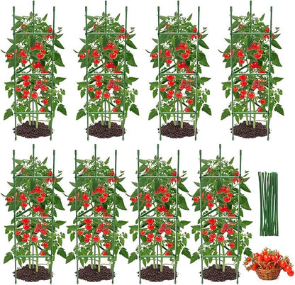 8PCS Tomato Cages for Garden, Tomato Trellis for Raised Garden Bed, 51.2" Tall Cage Plant Support for Pots, Gardening Supplies Trellis for Climbing Plants (8PCS，High: 51.2 Inch)