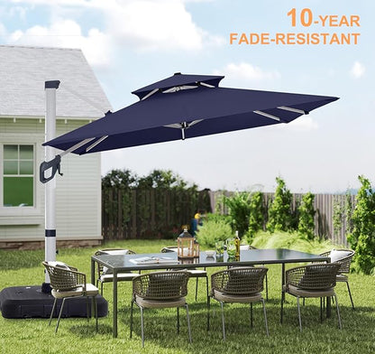 ABCCANOPY Patio Umbrella Cantilever Double Top Outdoor Offset Umbrella with 360° Rotation