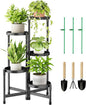 5 Tier Plant Stand Indoor, Tiered Plant Stand Outdoor for Multiple Plants, Corner Plant Shelf for Patio Balcony Porch Garden Living Room House, Black