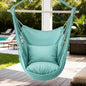 Hammock Chair with Macrame Boho Rope Swing, 2 Cushions, Sea Green