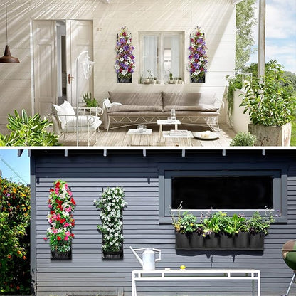 ANGTUO 6 Pockets Hanging Planters for Outdoor Plants, One Pack Wall Planter Vertical Garden, Hanging Plant Holder for Railing, Balcony, Fence