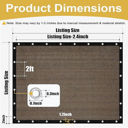 Shade&Beyond 90% Sun Shade Cloth with Grommets, 8' X 12' Pergola Shade Cover Canopy, Mesh Tarp Sun Screens for Patio, Outdoor, Garden, Backyard, Mocha