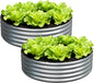4x4x1ft(2 Pack) Galvanized Round Raised Garden Bed,Outdoor Planter Box Metal Patio Kit Planting Bed for Vegetables Flowers Herb,Silver