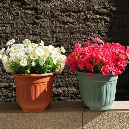 Artificial Flowers for Outdoors, UV Resistant Fake Silk Morning Glory, Realistic Faux Plants for Outside Porch Patio Window Box Hanging Planter (16, White)
