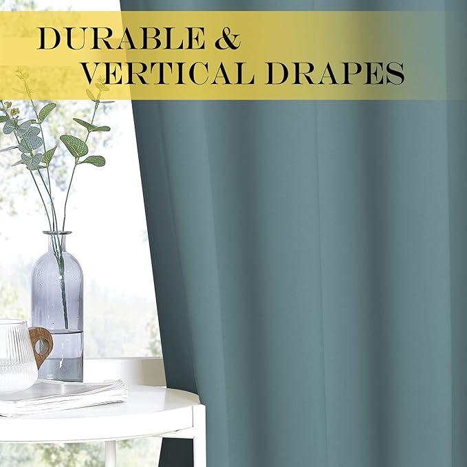 NICETOWN Bedroom Curtain Room Darkening Drapery 102 inches Length - Home Fashion Thermal Insulated Grommet Room Darkening Curtain for Living Room (Greyish Blue, 1 Panel, 52 x 102 inches)