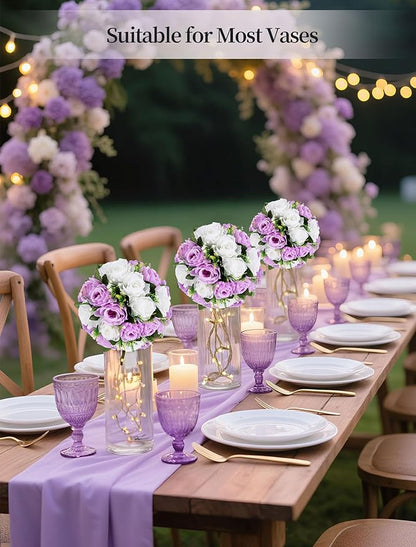 Artificial Flower Balls, Lilac and White Silk Rose Centerpieces