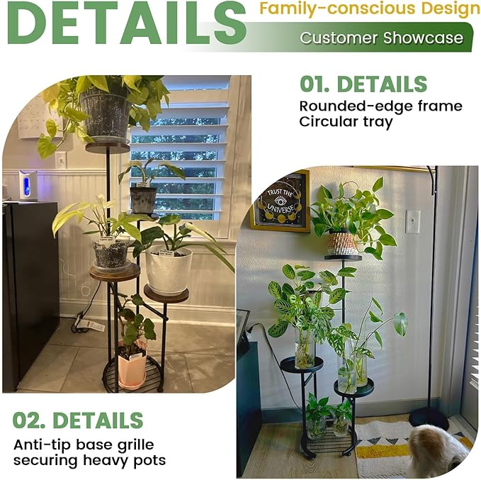 TOSKING 5 Tier Metal Plant Stand Indoor， Plant Shelf, Corner Shelf Flower Pot Stand for Outdoor Plant Stand for Living Room Balcony Garden Patio Bedroom (Green, 42in)