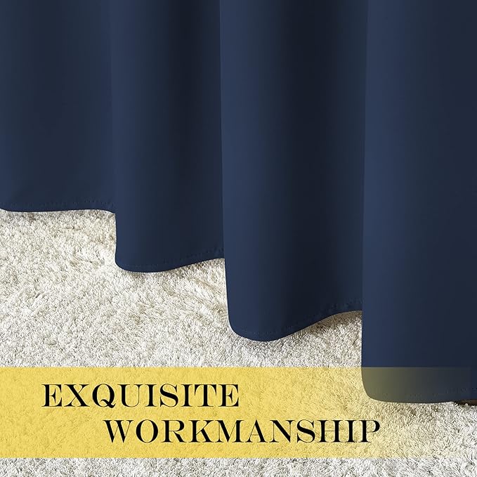 NICETOWN Navy Blue Blackout Window Curtain for Doorway - Grommet Privacy Window Treatment Energy Saving Thermal Insulated Room Darkening for Bedroom (1 Panel, W46 x L90)
