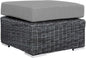 Modway Summon Wicker Rattan Outdoor Patio Sunbrella Square Ottoman in Canvas Gray