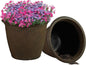Sunnydaze 20-Inch Anjelica Large Plastic Pot for Plants - Outdoor Double-Walled Large Plastic Planter with Drillable Drainage Holes - Rust - 2pk