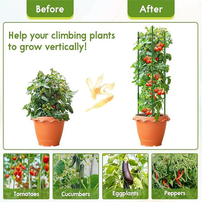 Riare 8 Pack 4 FT Tomato Cages for Garden- 48inches Heavy Duty Garden Stakes, Adjustable Tall Tomato Plant Support Tomato Trellis Cage for Pots, Raised Garden Bed, Climbing Vegetables Plants Flowers