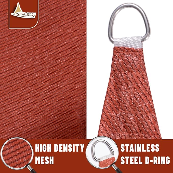 LOVE STORY Custom Size 11'x11'x15.6' Terra Red Sun Shade Sail Right Triangle Sunshade Fabric Awning Canopy for Patio Backyard Carport Pergola (Customized)