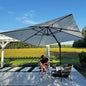 PURPLE LEAF 10 Feet Patio Umbrella with Base Outdoor Cantilever Solar Powered LED Swivel Square Umbrella Aluminum Offset Umbrella with 360-degree Rotation for Garden Deck Pool Patio White