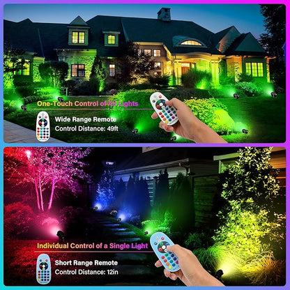 Christmas Spot Lights Outdoor Color Changing Landscape Spotlights,12W RGBW LED Outdoor Spot Lights for Yard Garden Decor,Waterproof 110V Plug in Landscape Lighting with Remote,4 Packs