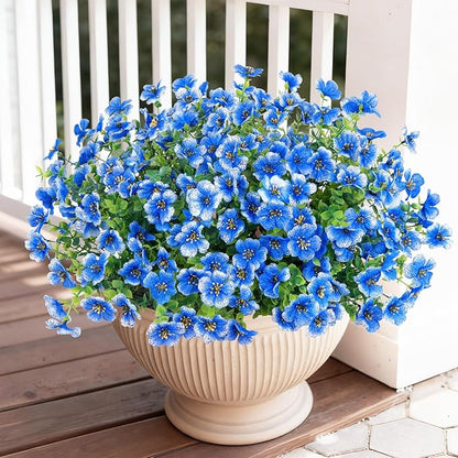 Bassion Artificial Flowers for Outdoors, 24 Bundles UV Resistant Fake Flowers Realistic Silk Faux Plants for Outdoor Planter Window Box Porch Patio Garden Home Outside Decorations