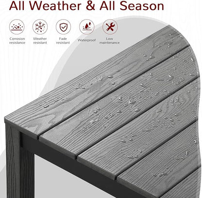 Stoog All-Weather Patio Dining Sets, 5 Pieces Outdoor HIPS Dining Table with Aluminum Frame, Patio Dining Table and 4 Chairs, Low Maintenance, Grey