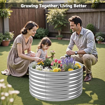 4 Pack Tall 2x2x2FT Round Raised Beds for Gardening, Corrugated Galvanized Steel Raised Garden Bed, Outdoor Metal Above Ground Garden Bed for Vegetables and Flowers