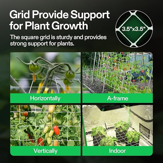 VIVOSUN 5 x 30 ft. Plant Trellis Netting, Heavy-Duty Polyester Grow Net, Garden Trellis Netting with Square Mesh for Climbing Plants, Vegetables, Fruits, and Flowers, 1-Pack