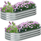 zizin 2 Pack Oval Galvanized Raised Garden Bed Kit 6x3x1ft Large Metal Planter Box for Outdoor Vegetables, Silver
