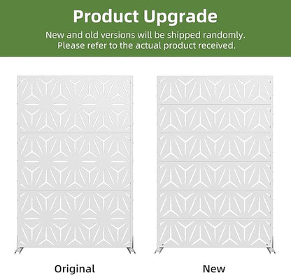 Casaphoria Metal Privacy Screen Outdoor, 72" H x 47" W Freestanding Decorative Privacy Screen for Patio Deck Balcony Garden with Stable Base, White-Star