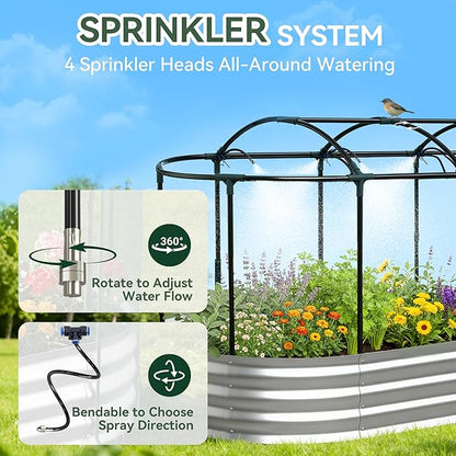 Raised Garden Bed with Self-Watering System, 6x3x1 ft Elevated Planter Boxes Outdoor with Mesh Cover, Oval Galvanized Raised Beds for Gardening,Vegetables,Flowers, Backyard, Patio