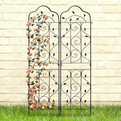 hogardeck 4 Packs 72 * 18 inch Metal Garden Trellis for Climbing Plants Outdoor,Heavy Duty,Black Coating Rustproof Trellis for Rose, Vegetable, Flowers, Expandable,Perfect for Training Climbing Plants
