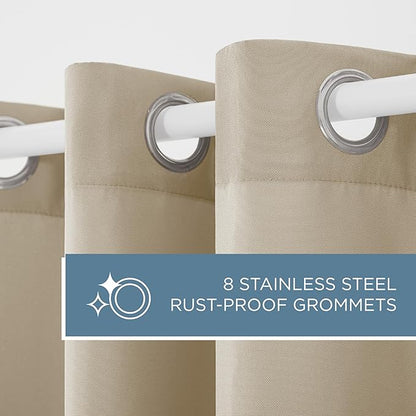 TOWN & COUNTRY BASICS Cabana Solid Heavyweight Indoor Outdoor Curtains, Light Filtering Opacity with Grommet Top, Water Repellent, 2-Pack Set, 54"x84", Taupe