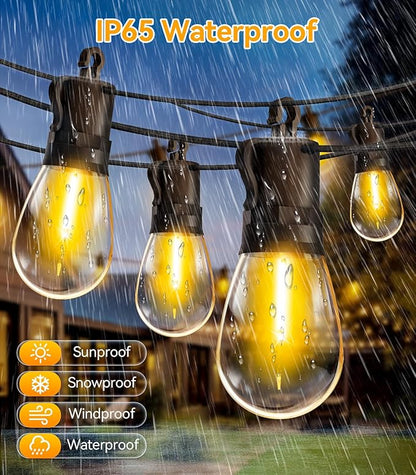 Outdoor String Lights Patio LED Light Outside - 45M 43+2 S14 LED Dimmable 150ft Porch Lighting IP65 Waterproof