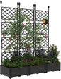 GAOMON 3 PCS Raised Garden Bed with Trellis - 50 in W x 63" Tall Plastic Planter Box for Climbing Plants, Outdoor Vertical Garden with Privacy Screen for Patio, Balcony, Backyard
