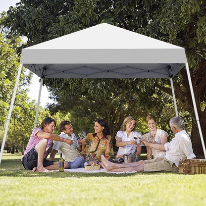 Canopy Tent, 10X10 FT Pop Up Canopy Outdoor Instant Tent Slant Legs with Carrying Bag, Portable Gazebo Shelter for Patio Deck Garden and Beach - 8X8 FT Canopy Cover (White)
