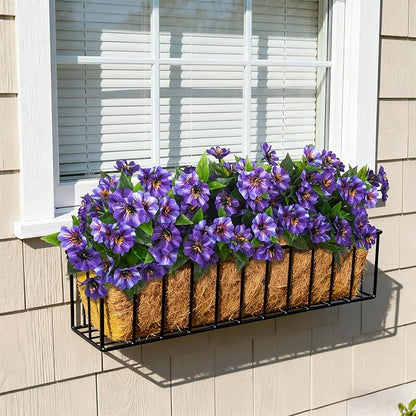 Fake Artificial Flowers for Outdoors Decoration,4 Bundles Silk Faux Spring Flowers with Plants Leaves UV Resistant for Planter Front Door Porch Yard Patio Window Box Home Indoor Decor