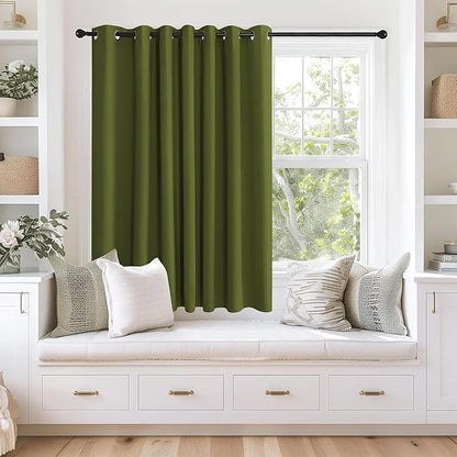 NICETOWN Blackout Curtains 63 inches Long for Living Room Bedroom, Grommet Thermal Insulated Room Divider Drape Window Treatment for Sliding Patio Door, W100 x L63, 1 Panel, Olive Green