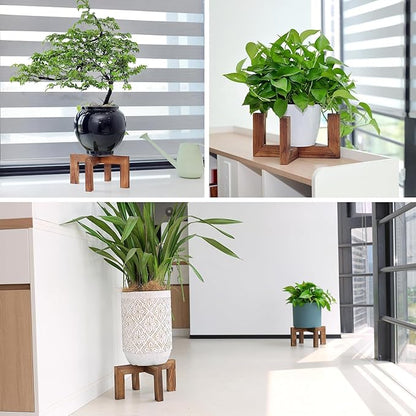 Plant Stand, Indoor/Outdoor Wood Plant Holder, Single Flower Pot Stand, Sturdy Planter Stands, Fit 5-15 Inch Pots