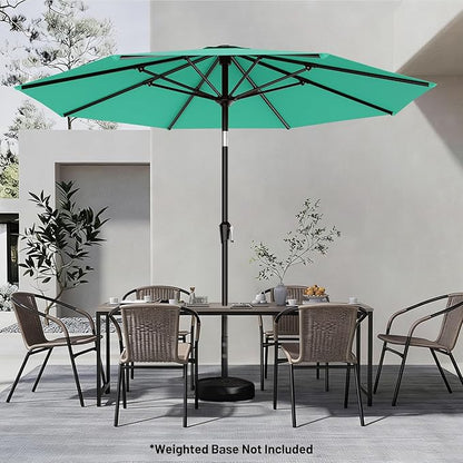 AreShark 9 FT Patio Umbrella for Outdoor, Outdoor Umbrella with Push Button Tilt and Crank, Outdoor Patio Umbrellas with 8 Sturdy Ribs for Market, Garden, Deck, Backyard, Pool (Peacock Blue)