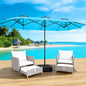 LEVELEVE 14FT Double-Sided Patio Umbrella with Base Included, Large Outdoor Rectangular Market Umbrella for Backyard, Poolside, Lawn & Garden,Blue