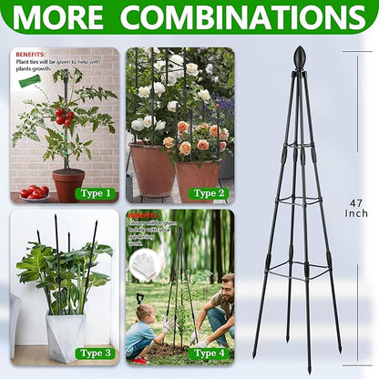 2 Pack Garden Trellis for Climbing Plants, Garden Trellis Rustproof Plastic Coated Metal Plant Support for Vegetables, Vines and Rose Bushes