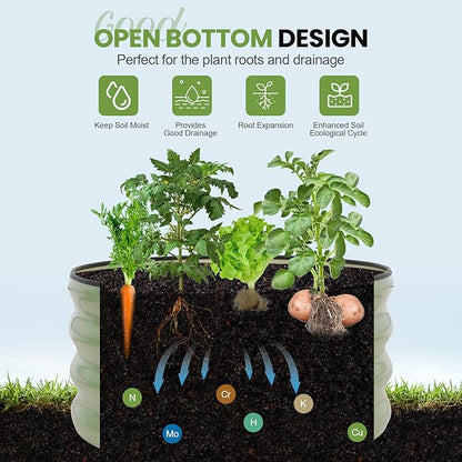 G GOOD GAIN Round Raised Garden Bed - 1Pc 2x2x1ft Galvanized Steel Planter Boxes Outdoor with Rubber Edge Trim | Metal Raised Beds for Gardening Vegetables Flowers Fruits Herbs (Olive Green)