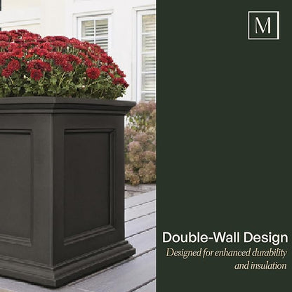 Mayne Fairfield 24-Inch Self Watering Square Planter Box, Weather-Resistant and Durable, Ideal for Indoor and Outdoor Use, Perfect for Patio, Porch, or Entryway